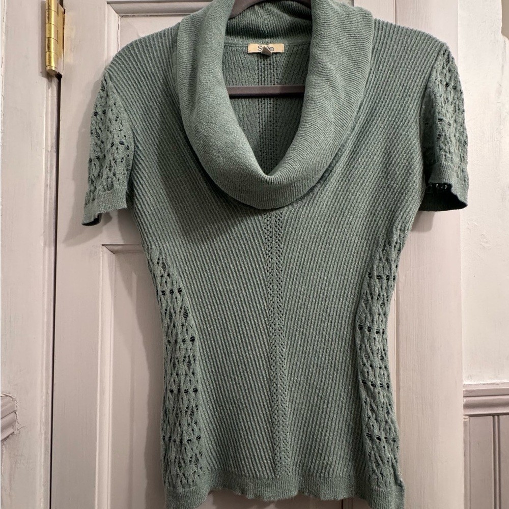 Women's Green Cowl Neck Sweater